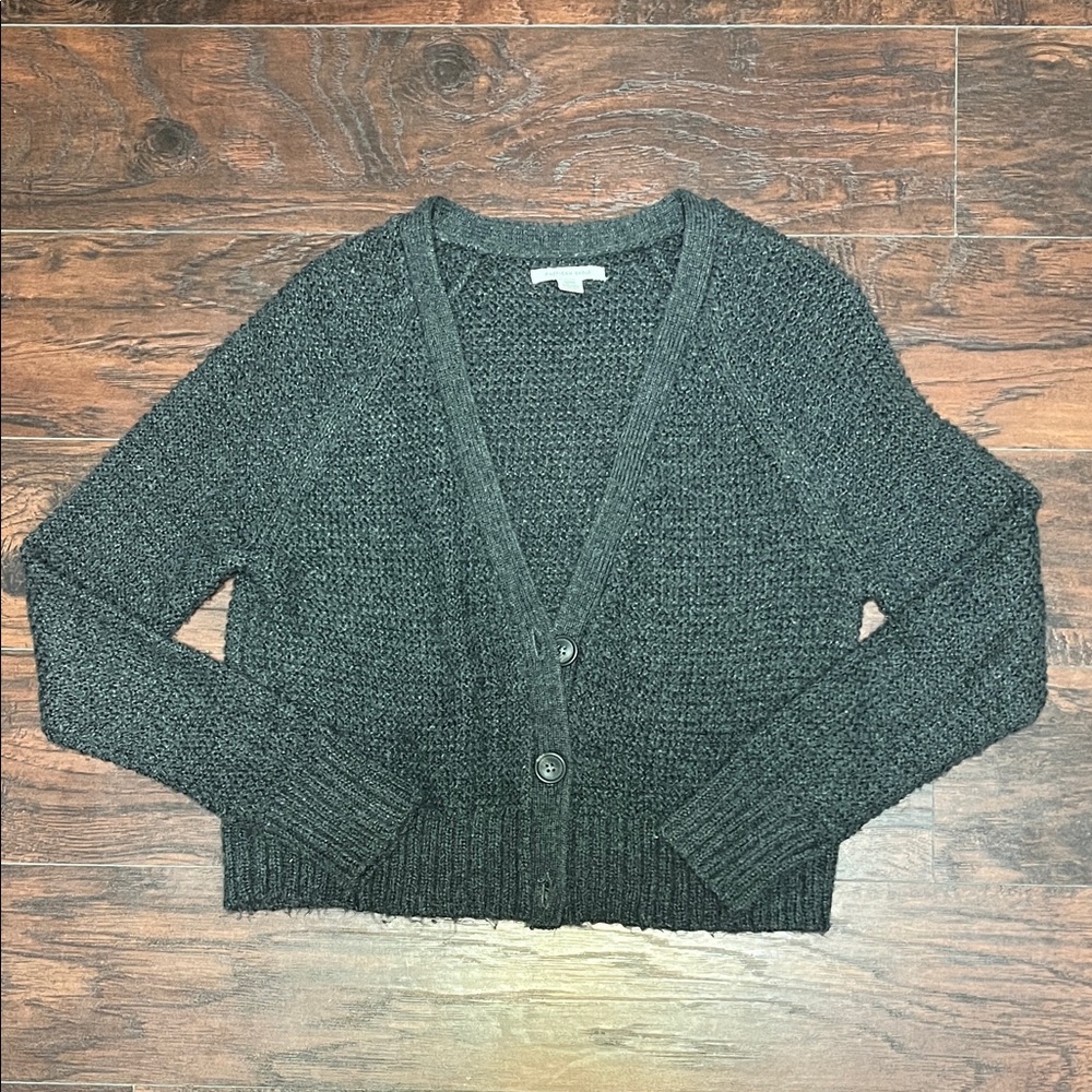 American Eagle Outfitters Charcoal Button-Up Cardigan